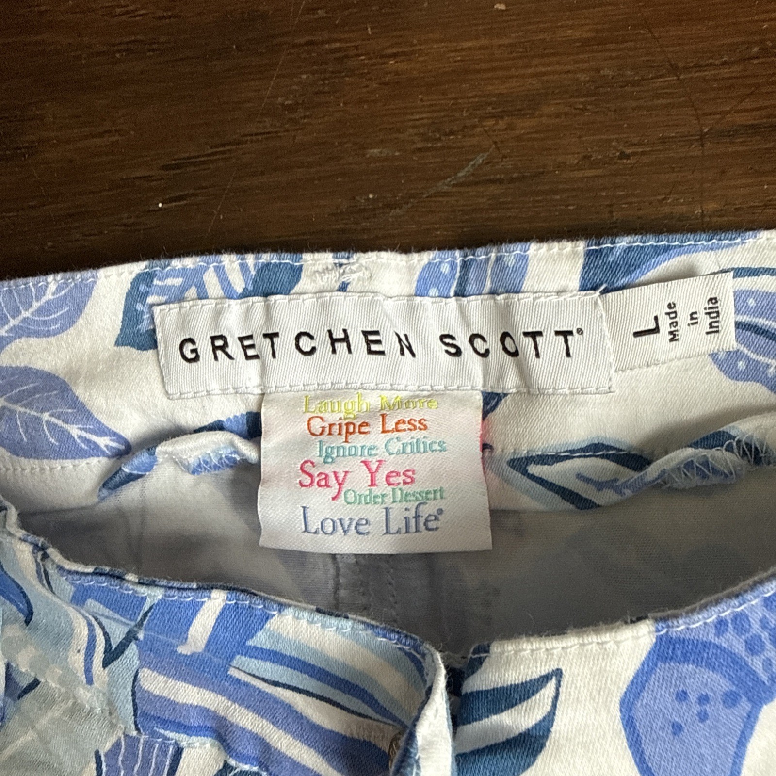 Gretchen Scott Blue Floral Straight Leg Pants Sz L