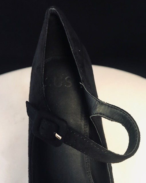 Susi Studio Black Suede Platform Mary Jane Heels Size 6.5 “Miss Mary” New In Box