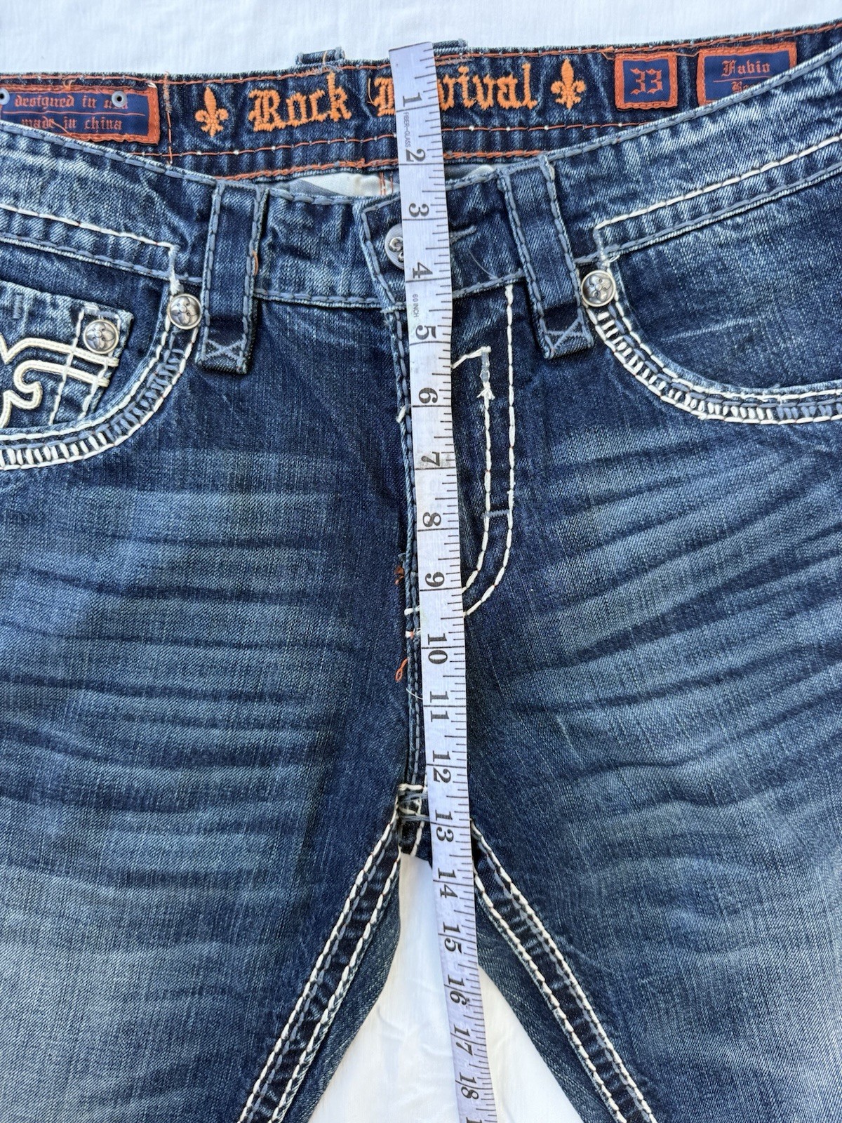 Rock Revival Men’s Denim Jeans 33 35X31 Fabio Boot Cut Excellent Condition