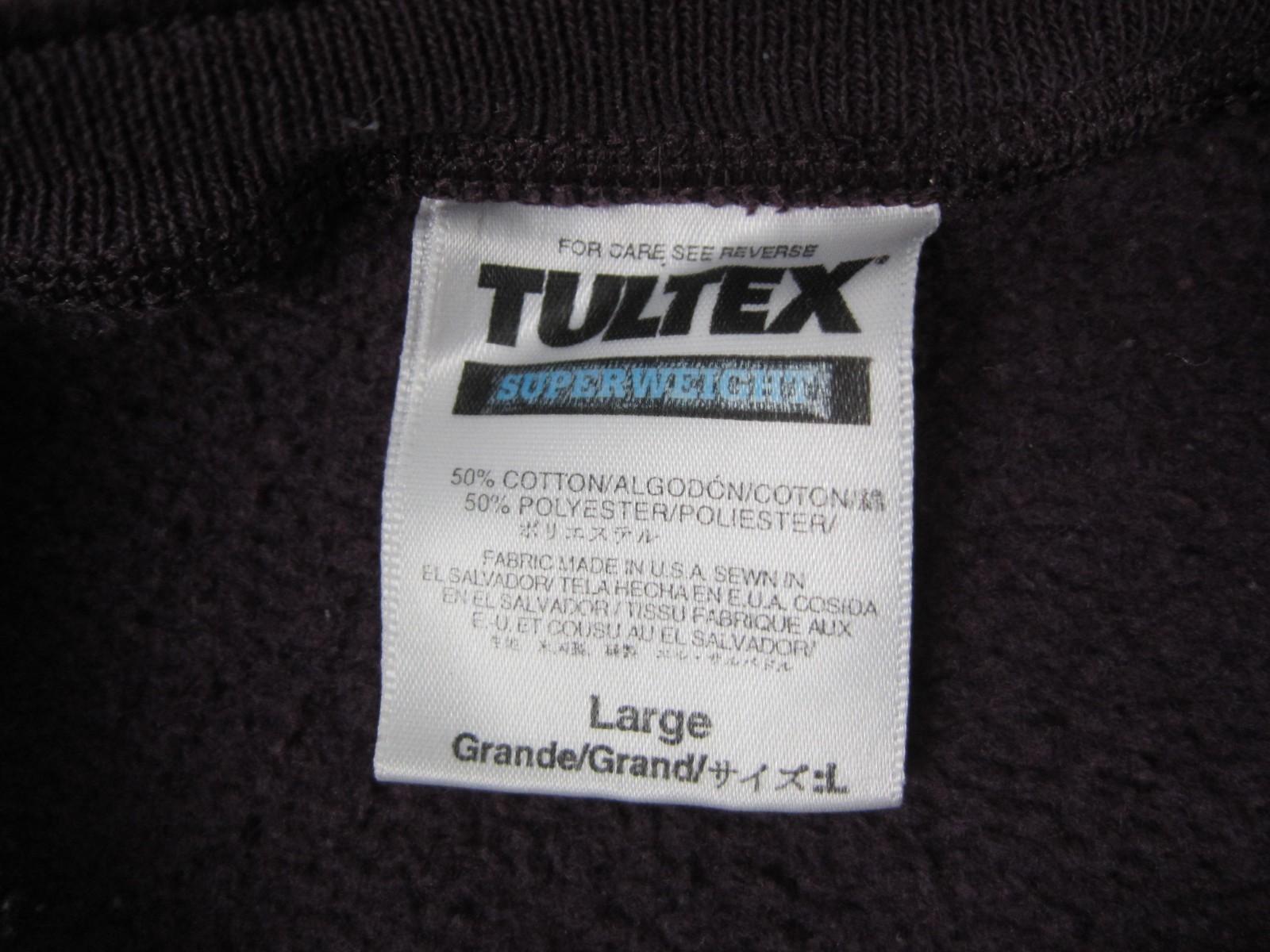 Vintage Tultex Sweatshirt Adult Large L Purple Henley Fleece 90s Sweater Casual