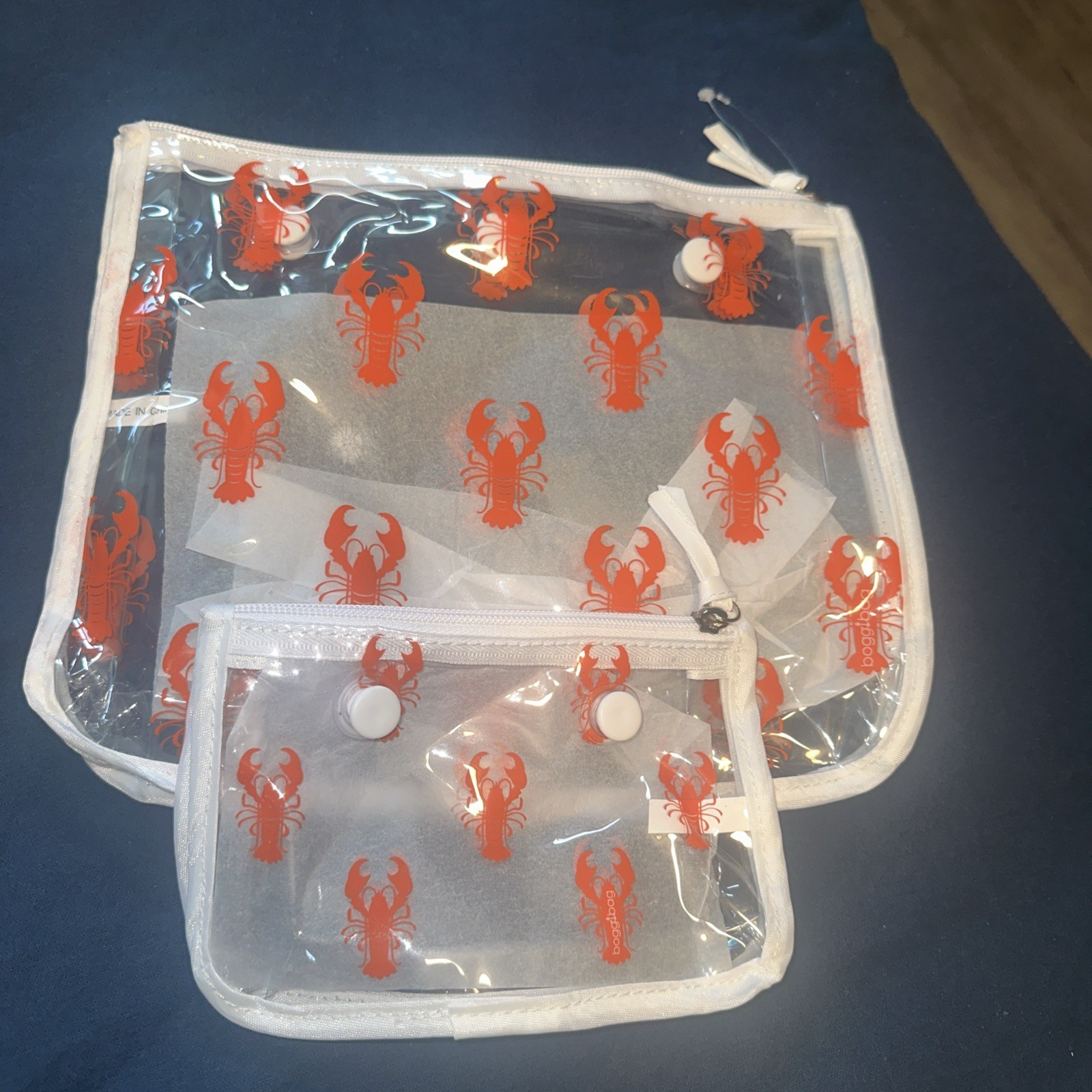 2 Piece Lobster Bog Bag Set – Plastic Zippered Storage To Add To bog bag, NWOT