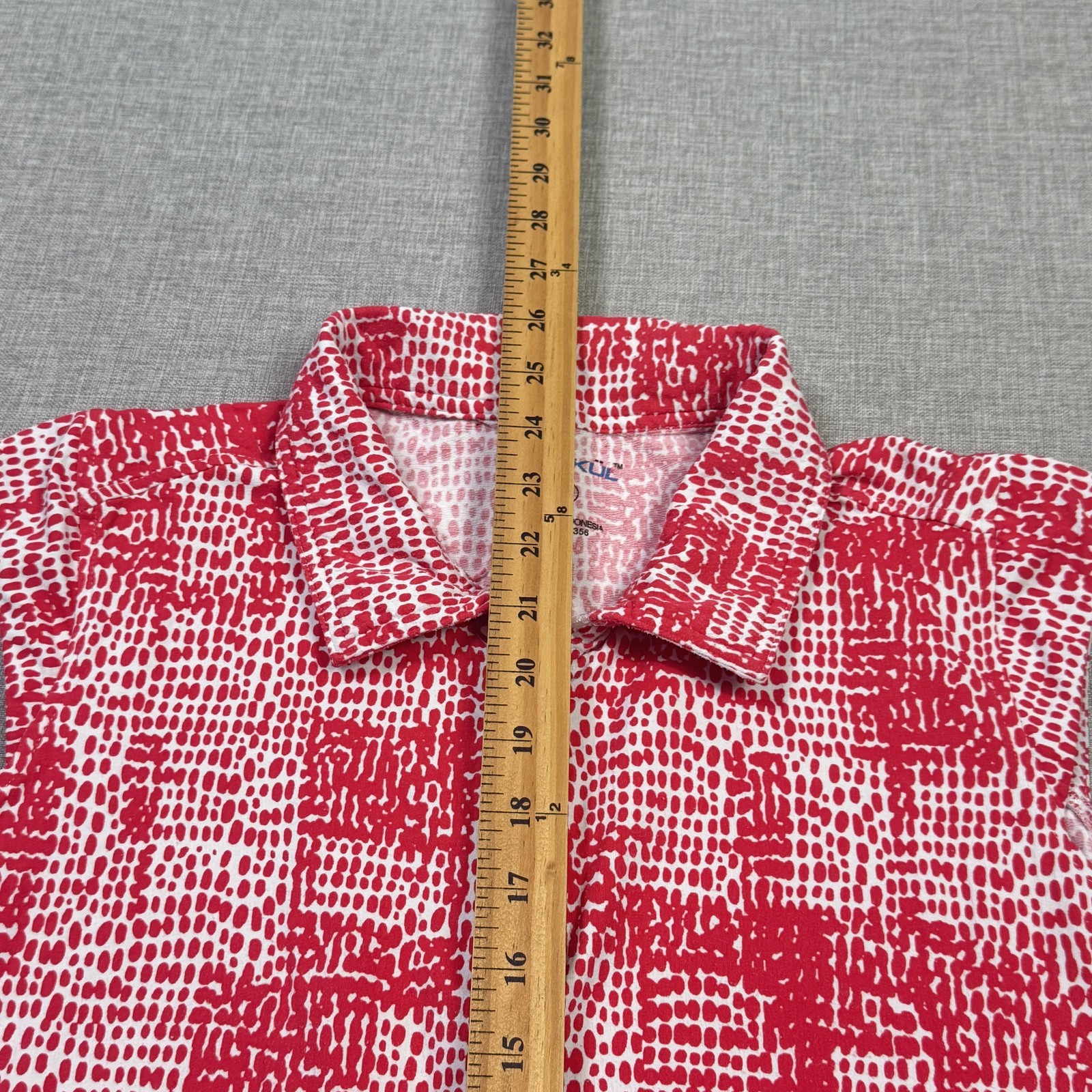 IBKUL 1/4 Zip Geometric Sleeveless Polo Womens Large Red Sleeveless Stretch