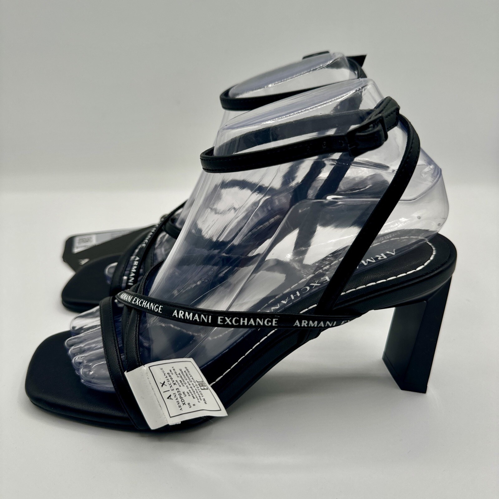 Armani Exchange Dalia Heels Women’s Size 8 Black White Logo