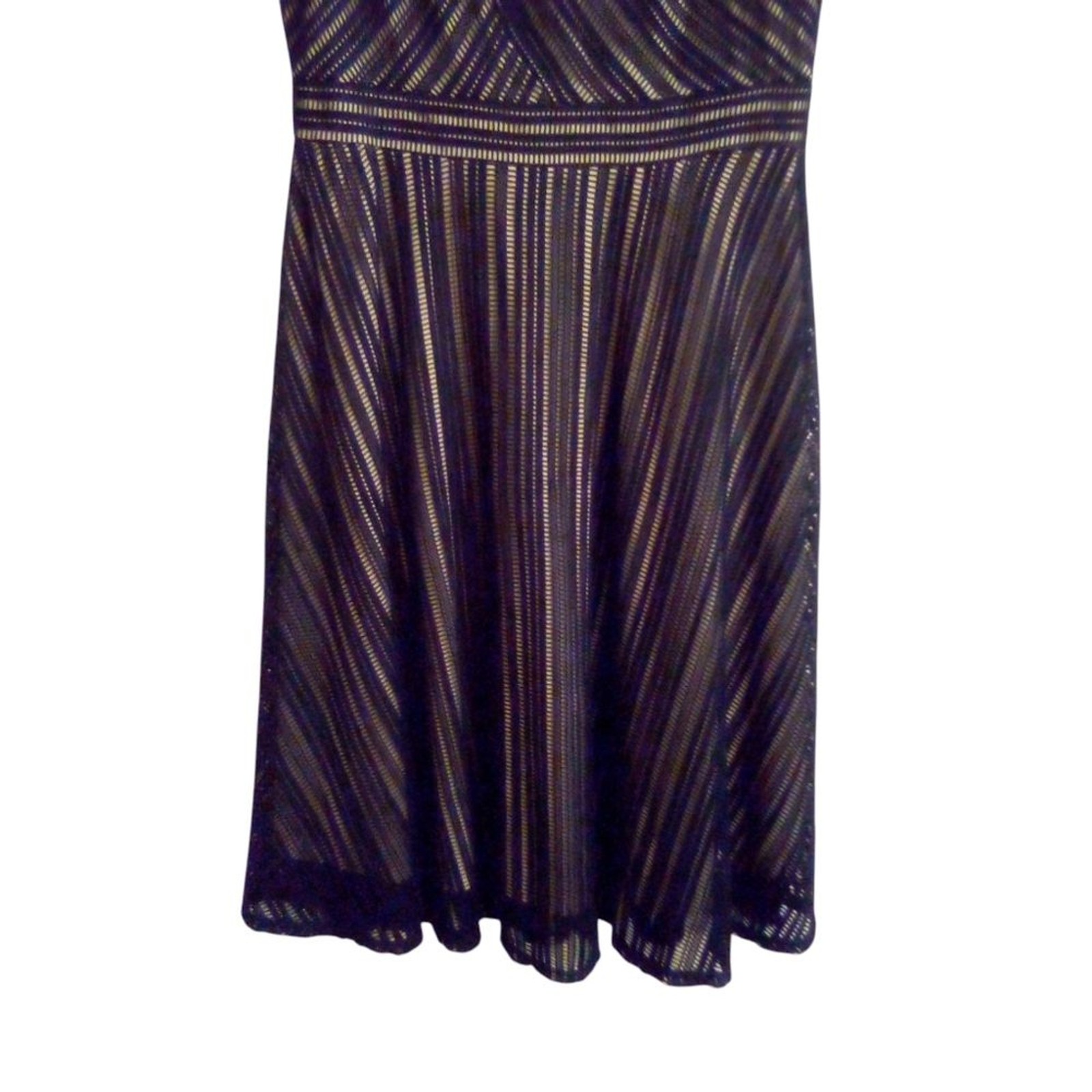 Gabby Skye Sz 10 Black Crochet Illusion Overlay Dress Fit And Flare Sleeveless