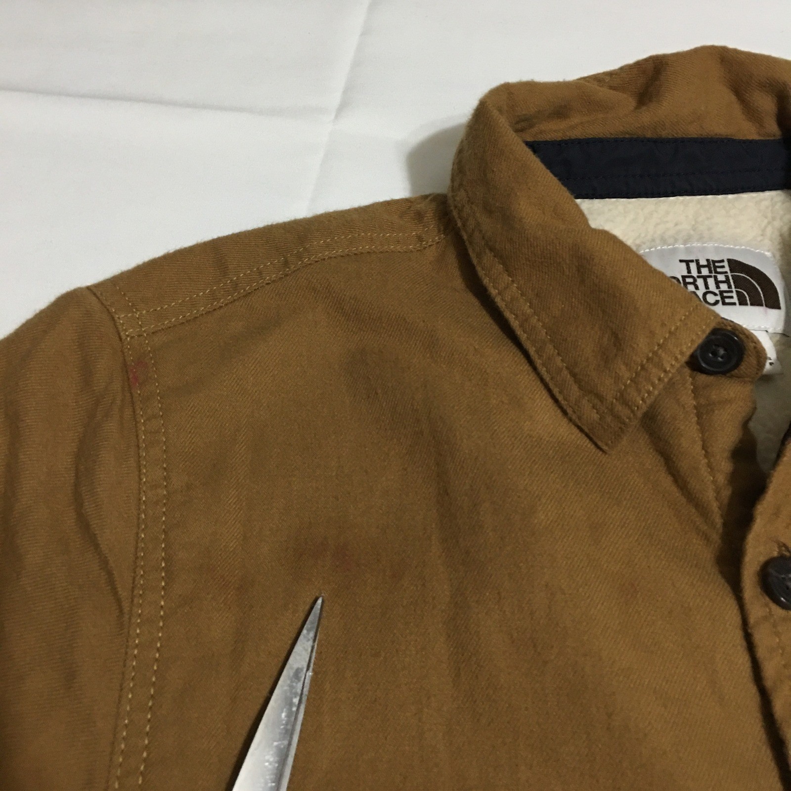 The North Face Shirt Jacket Mens Small Brown Sherpa Lined Button Up