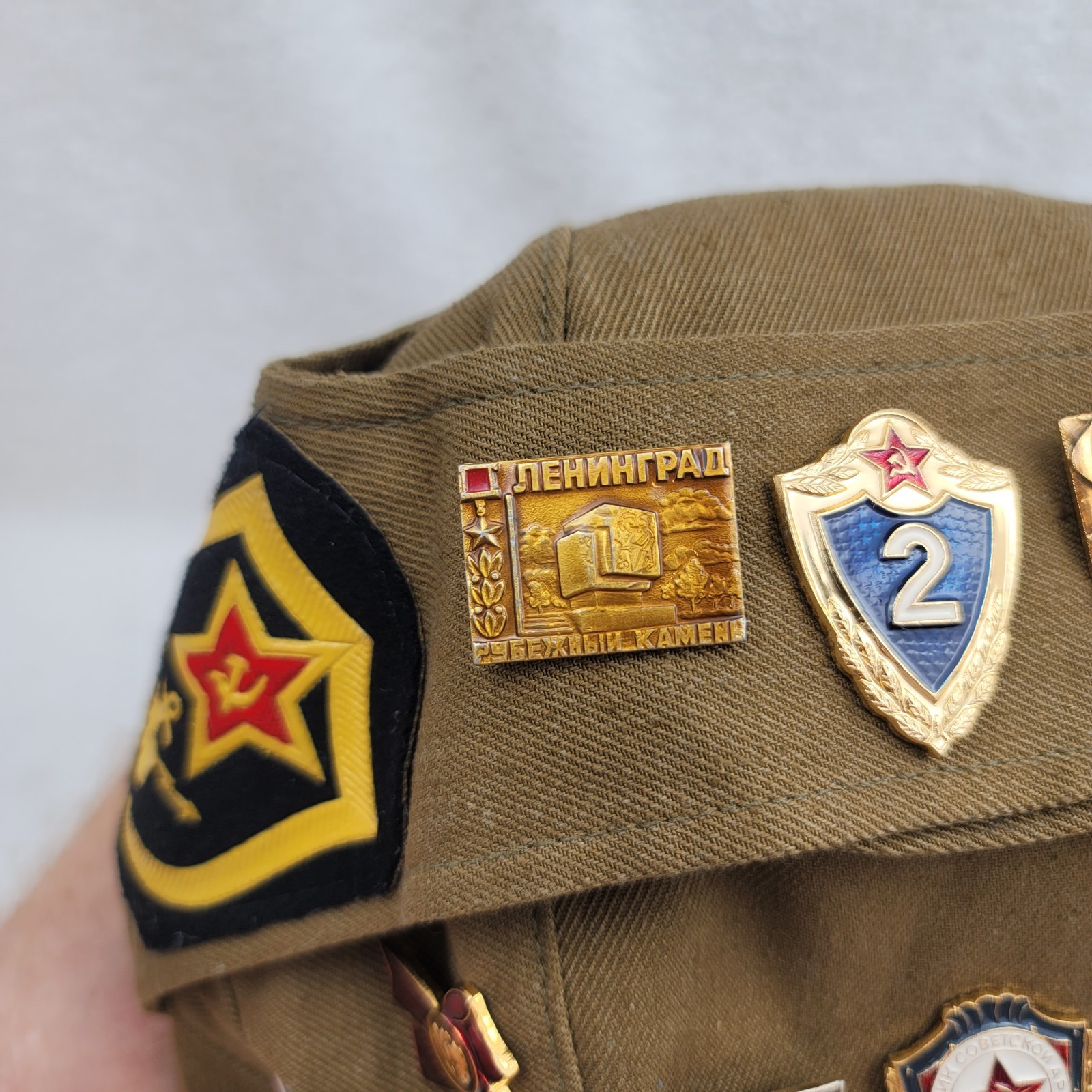 Soviet Army Pilotka Construction Battalion Afghanistan War Cockade Lenin Pins