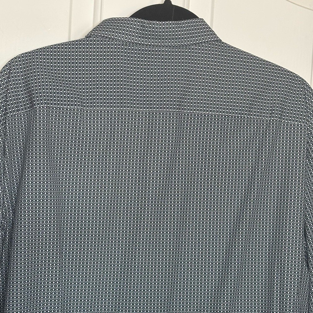 EUC Ermenegildo Zegna Navy Geometric Button Down Cotton Shirt size XXL
