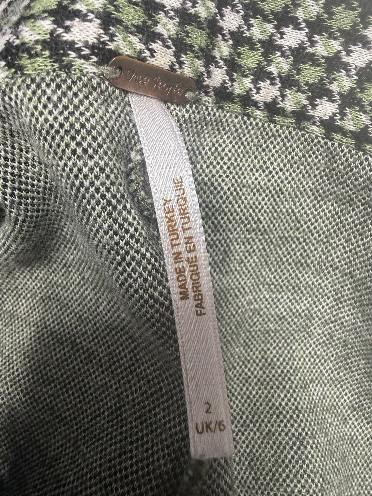 Free People Women’s Carnaby Gingham Plaid Stretch Tartan Pants Green Size 2