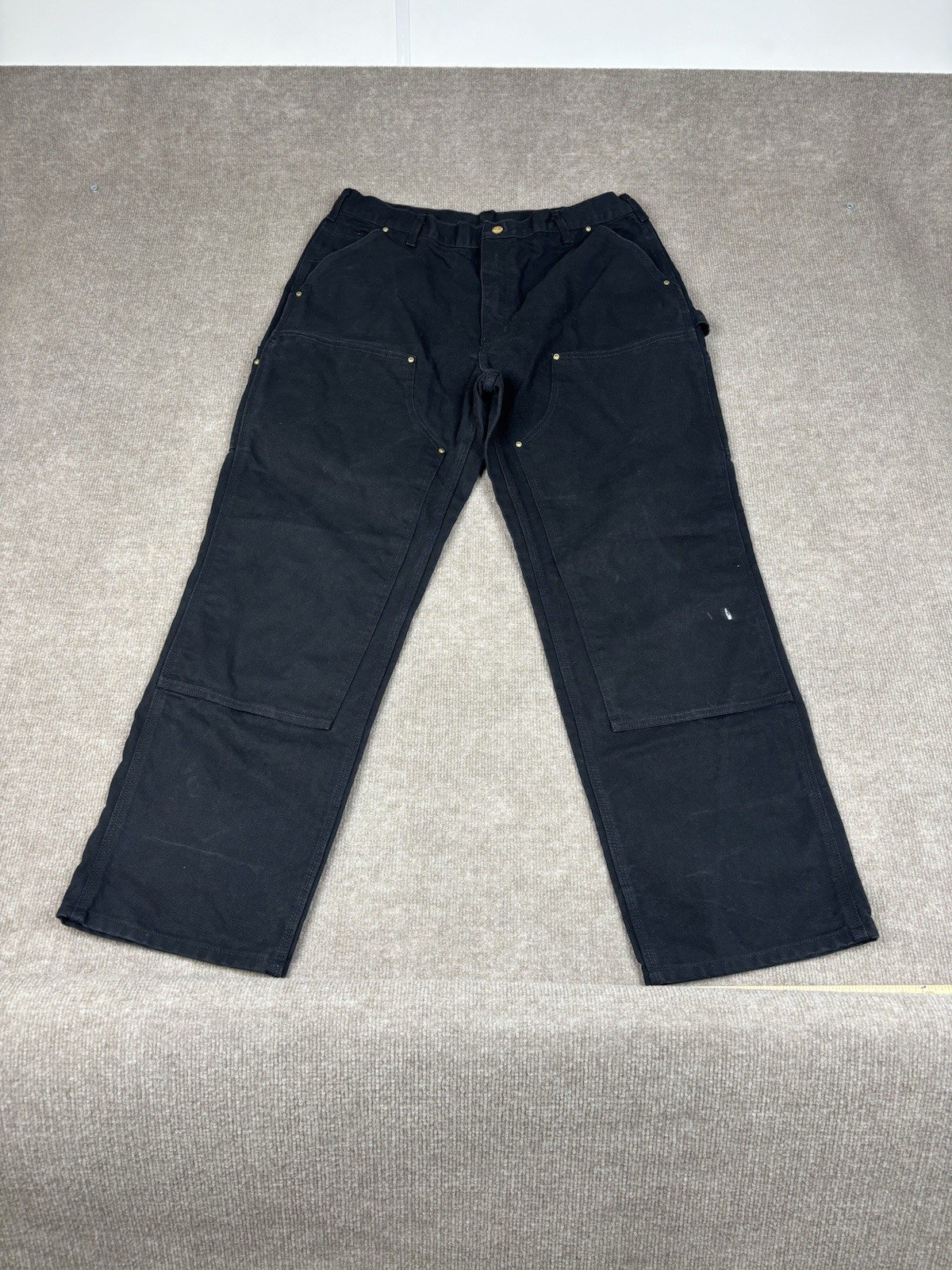 Carhartt Double Knee Canvas Carpenter Pants 38×32 B01 BLK Black Workwear Outdoor