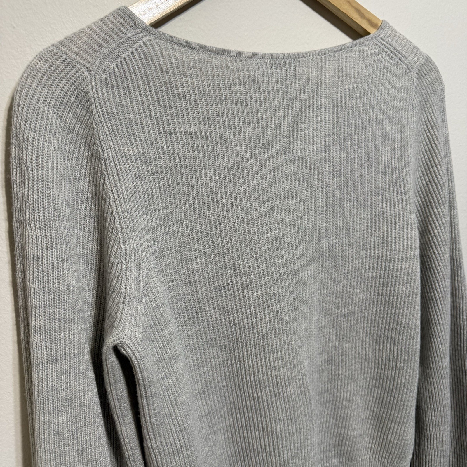 Babaton Women’s Ribbed Knit Pullover Sweater Wool Viscose Linen Nylon Gray S