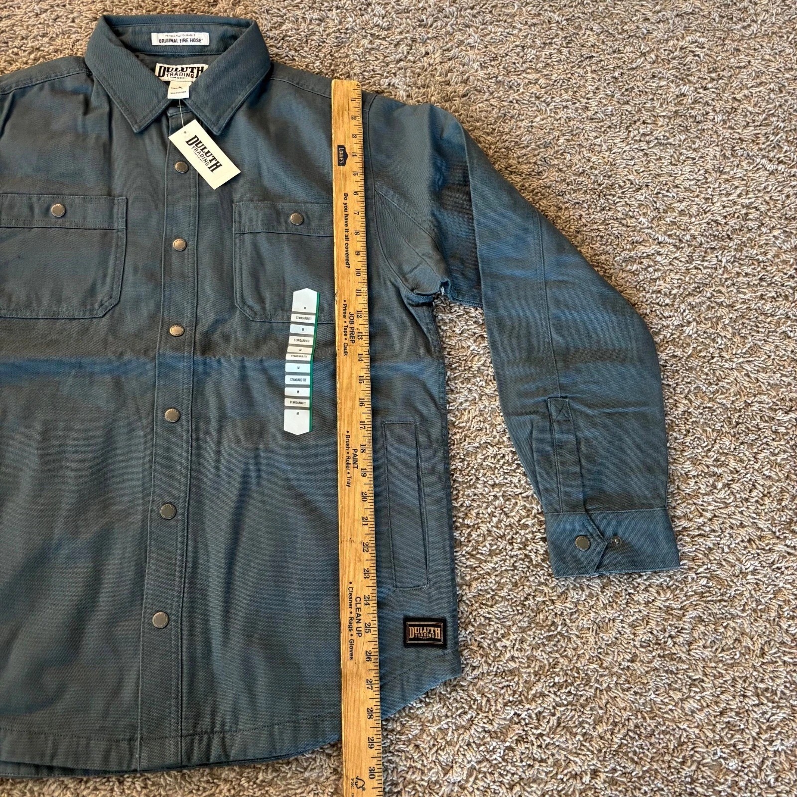Duluth Trading Co. Jacket Mens M Dark Blue Fire Hose Flannel Lined Fit Limber