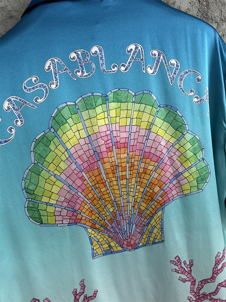 New CASABLANCA Summer Shell Print Lightweight Short Sleeve Premium Relaxed Shirt