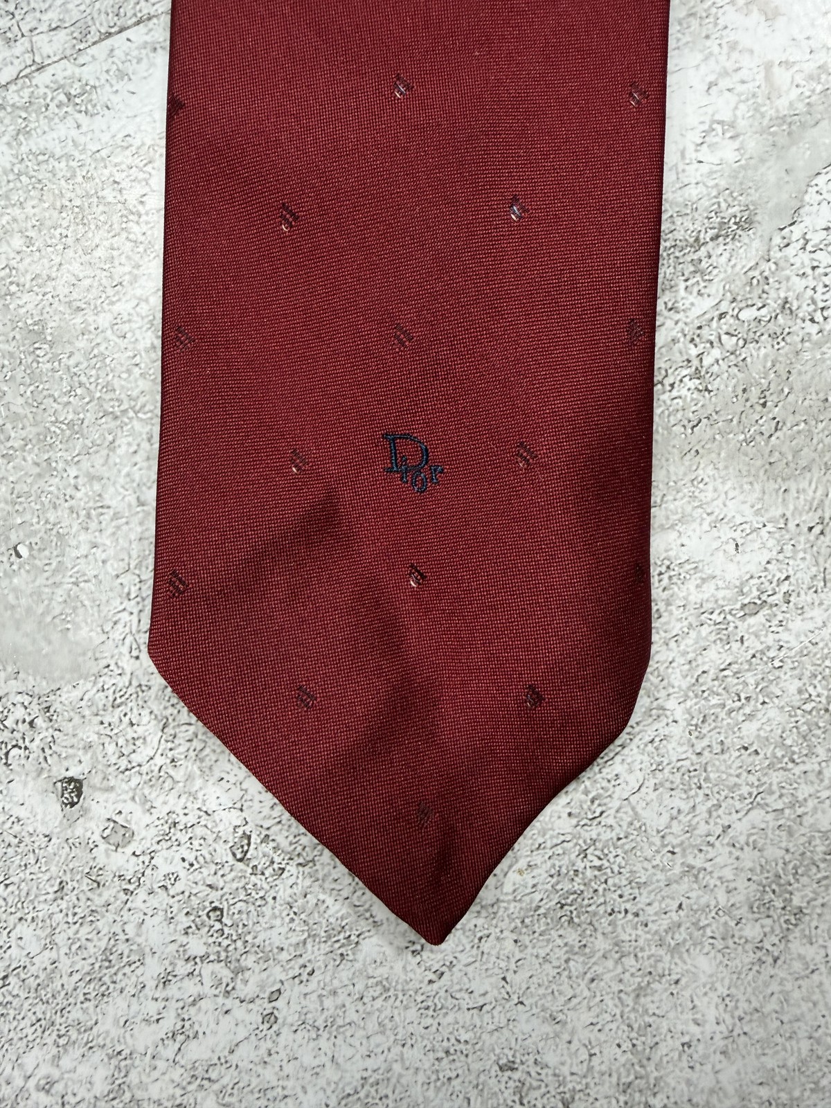 Christian Dior 95% Polyester-5% Silk Tie Mens One Size Red Polka Dot Necktie VTG