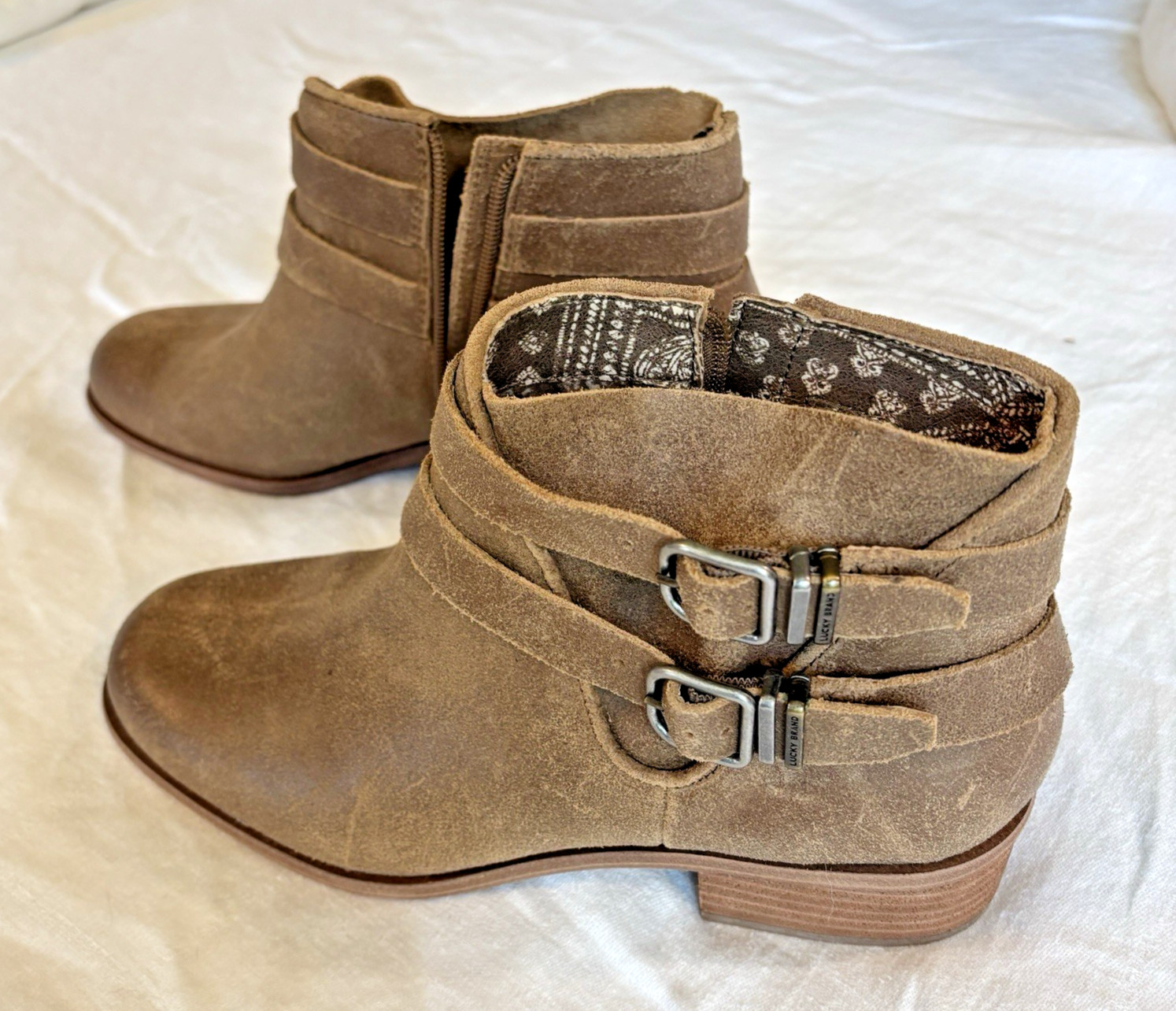 Lucky Brand Befind Booties Leather Tan Size 8 Ankle Boots