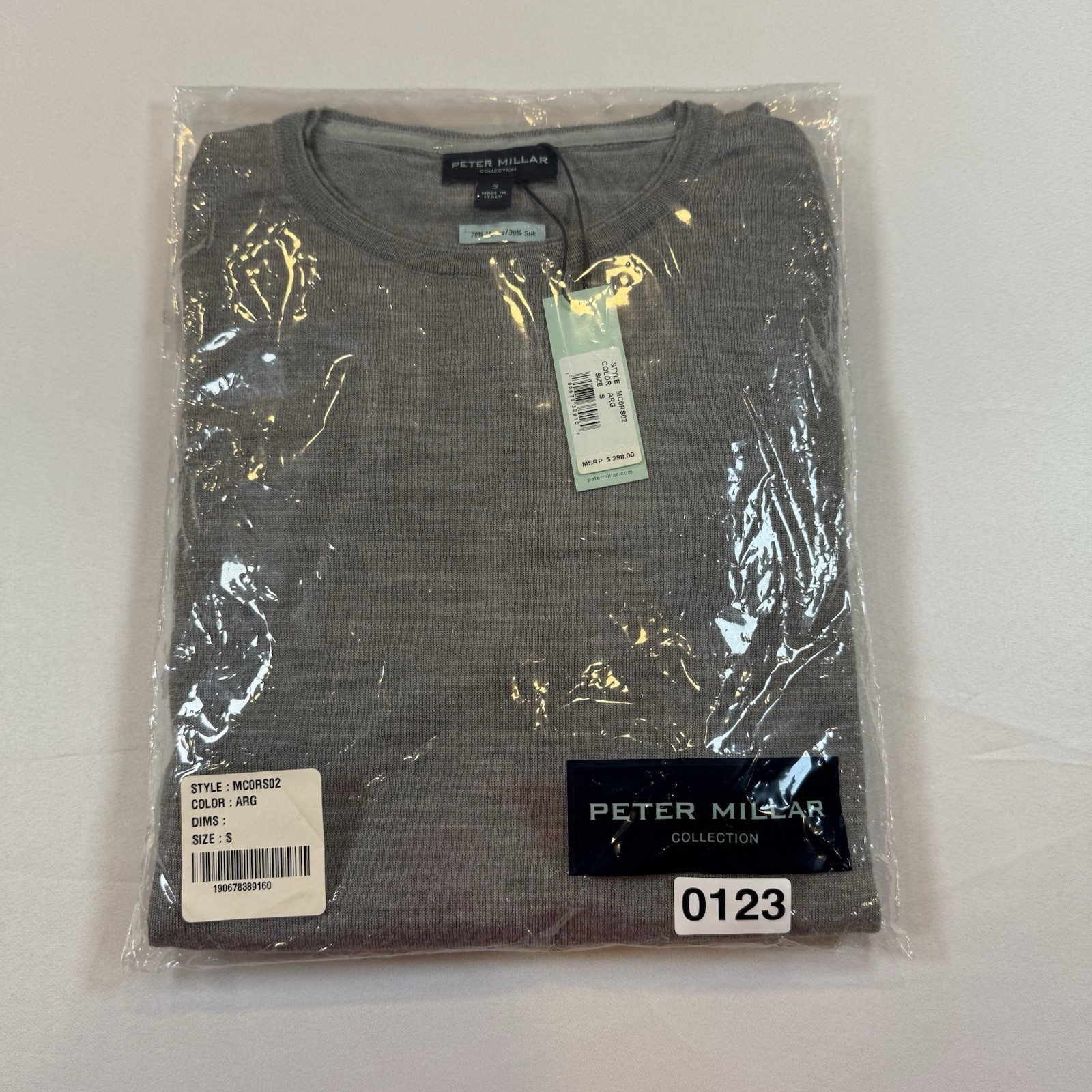 Peter Millar Merino Wool & Silk Crew Neck Sweater Size Small NWT $298