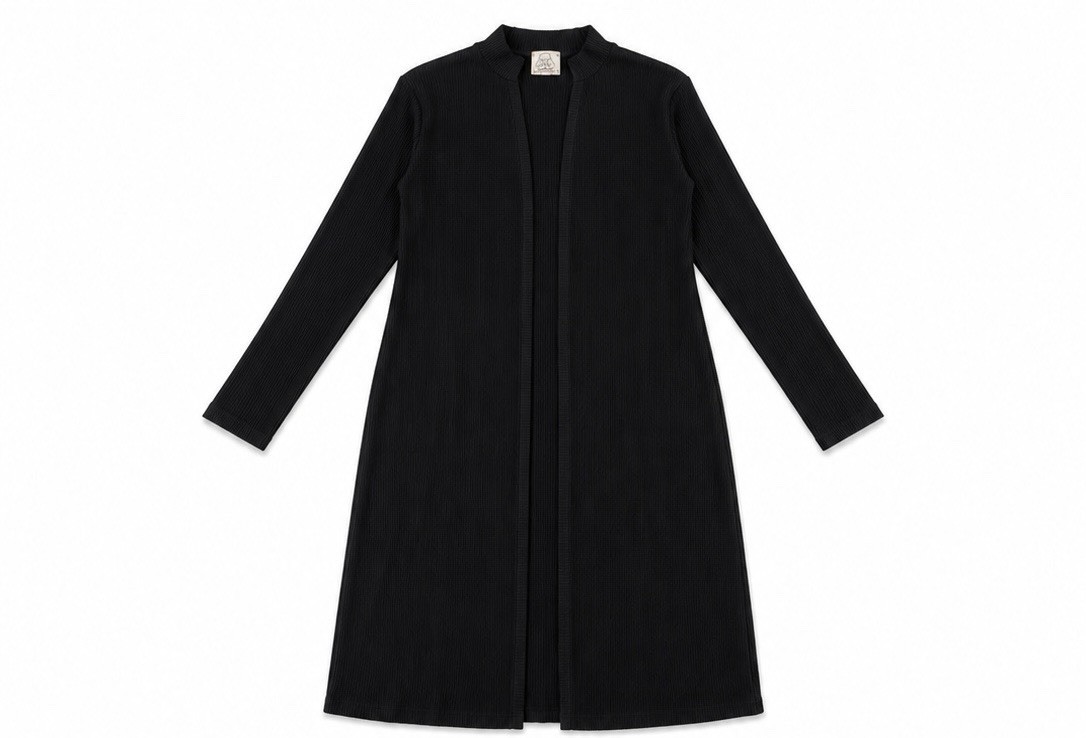 Snails Cinnamon Women’s Black Open Front Ribbed Knit Duster Cardigan Sweater S