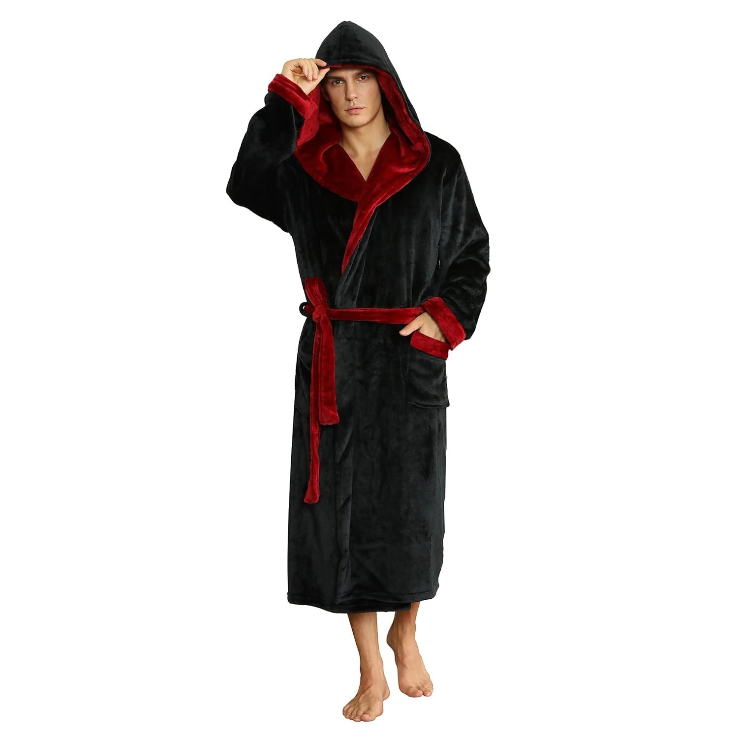 Luxury Plush Hooded Robe Super Soft Robe Warm Plush Hooded BathRobe Fleece Hood