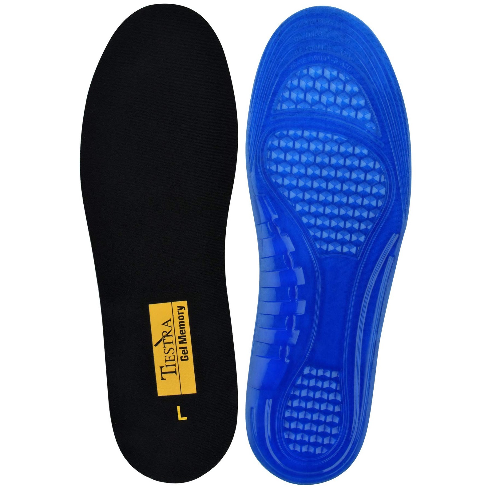 TIESTRA Gel Shoe Inserts Men L Black Arch Support Memory Foam US 8-12