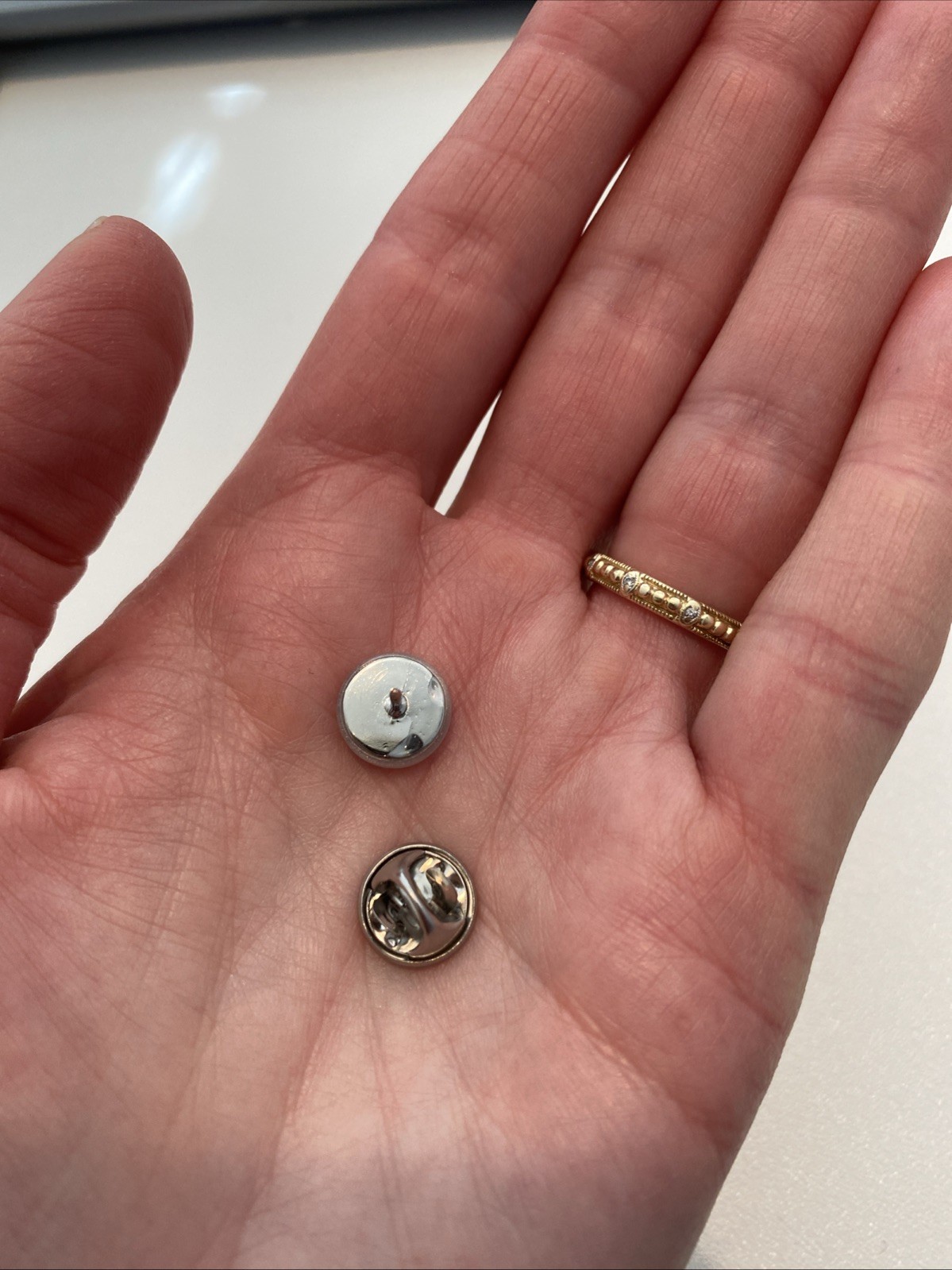 New Faux Button For Frank & Eileen Top- Tack Pin – Solves Low Cut Of Button Down