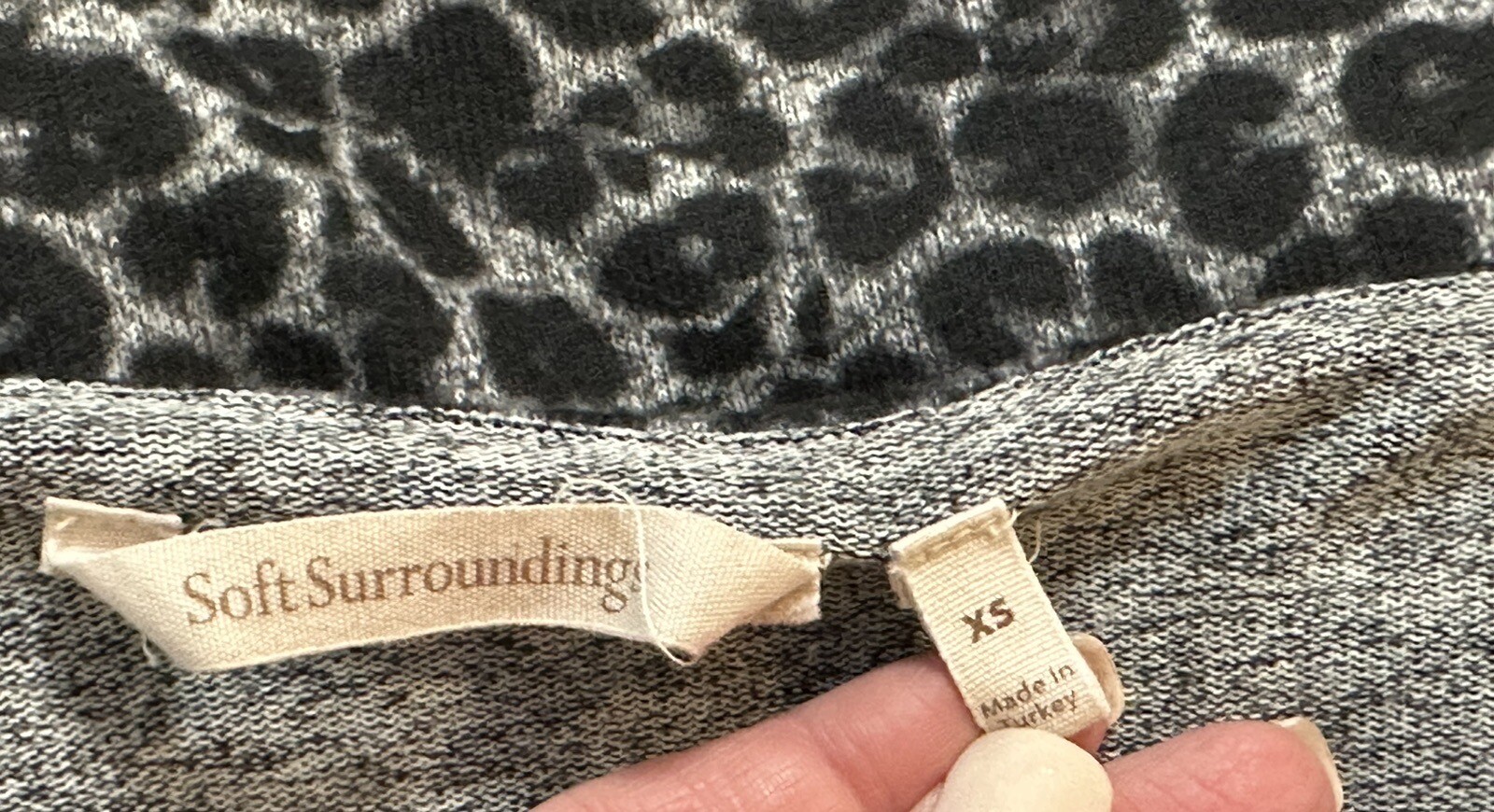 Soft Surroundings Hudson Tunic Top Layered Black Gray Animal Print XS Winter