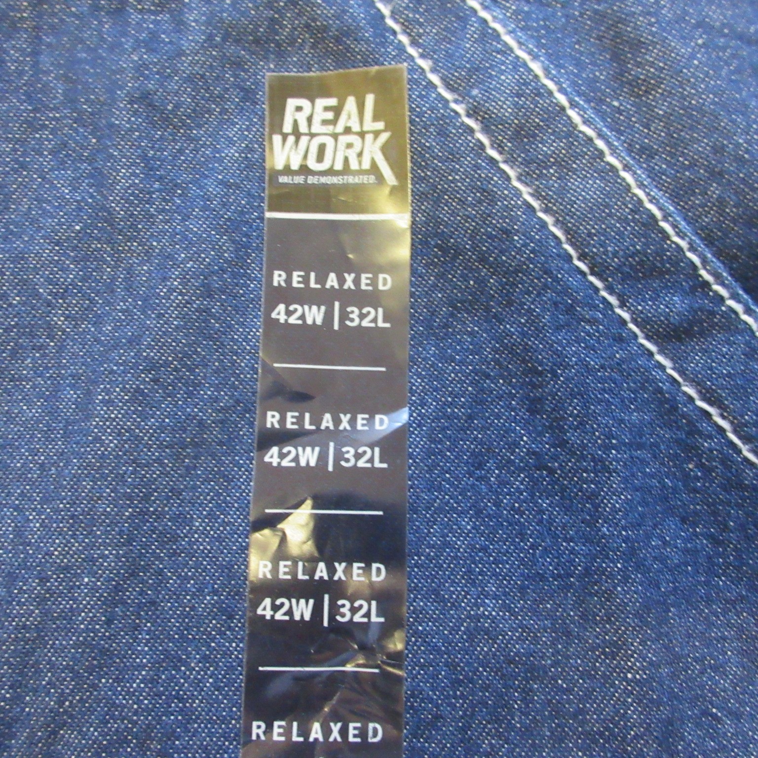 Real Work Men’s Denim Bib Overalls Carpenter Zip Fly Size 42×32 Relaxed Fit NWT