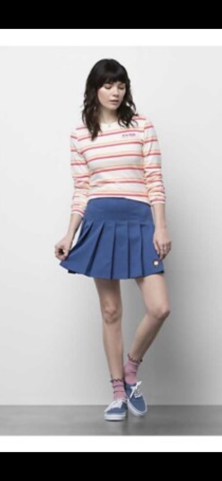 Vans Off The Wall Emo Punk Chino Blue Pleated Mini Tennis Skater Skirt Small 25