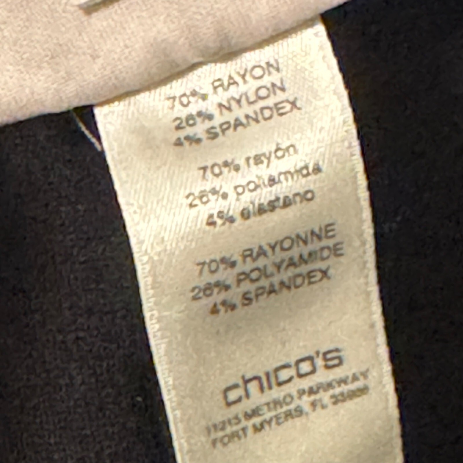 Chicos Black Ankle Pants Size Medium Short Rayon/Nylon/Spandex Blend Slim Fit