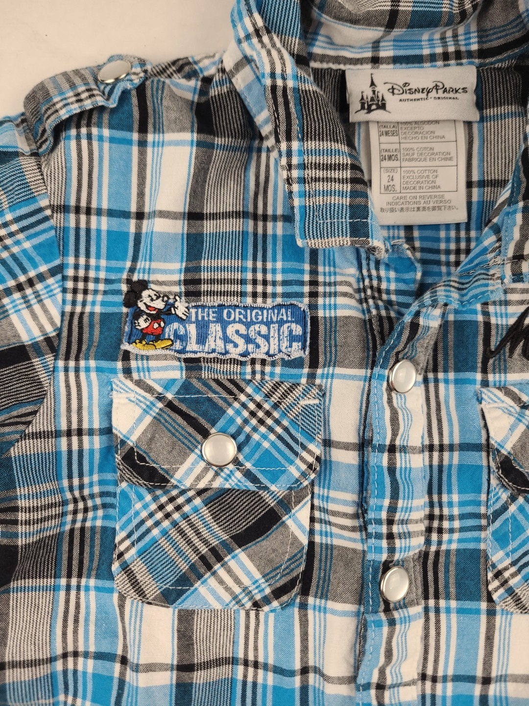 Disney Parks Mickey Mouse Button Up Snap Shirt 24 Months Double Sided Graphics