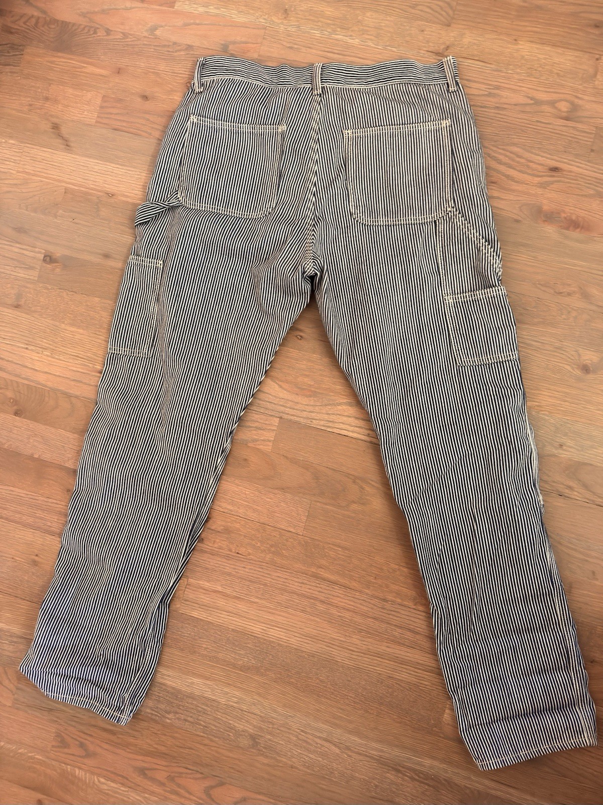 Gap Mens Striped Double Knee Carpenter Blue/White Regular Fit Mid Rise Pockets