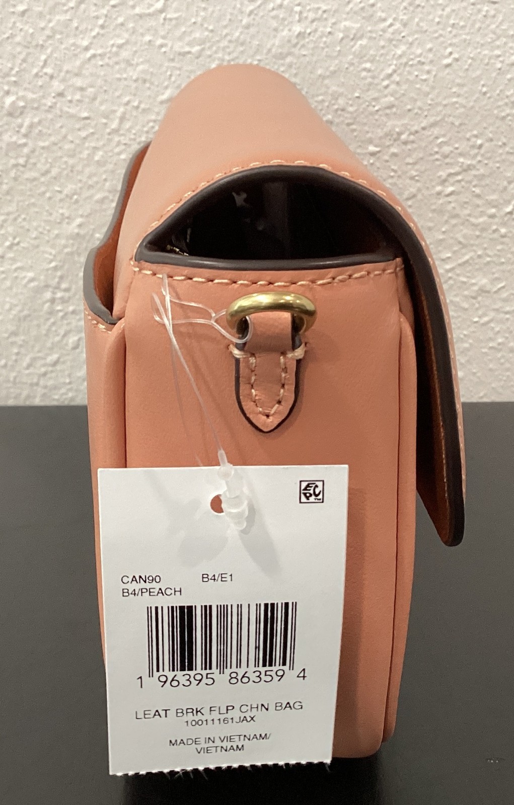 Coach Brook Flap Chain Bag 9.75″ x 4.75″ x 2.25″ CAN90 2 Straps Leather Peach