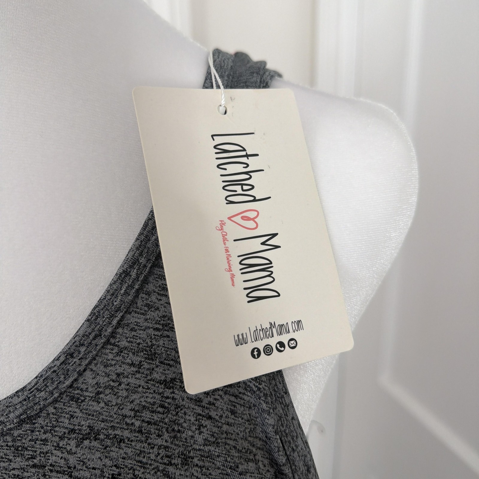 Latched Mama Too Womens Medium Gray Nursing Tank Drawstring Logo Athletic NEW