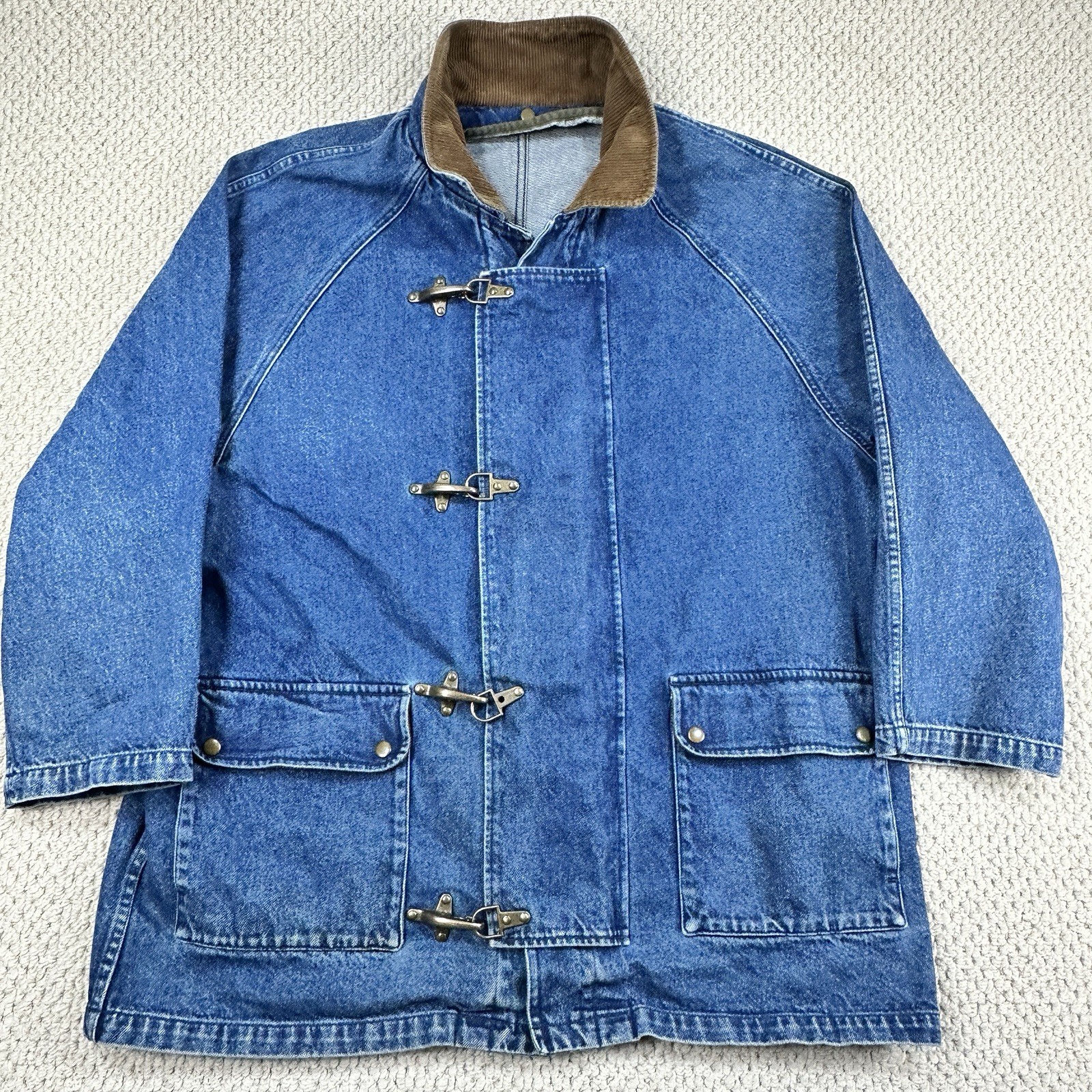 Vtg GAP Denim Jacket Oversized Fit Blue Fireman Lobster Clasp Outer Shell ONLY