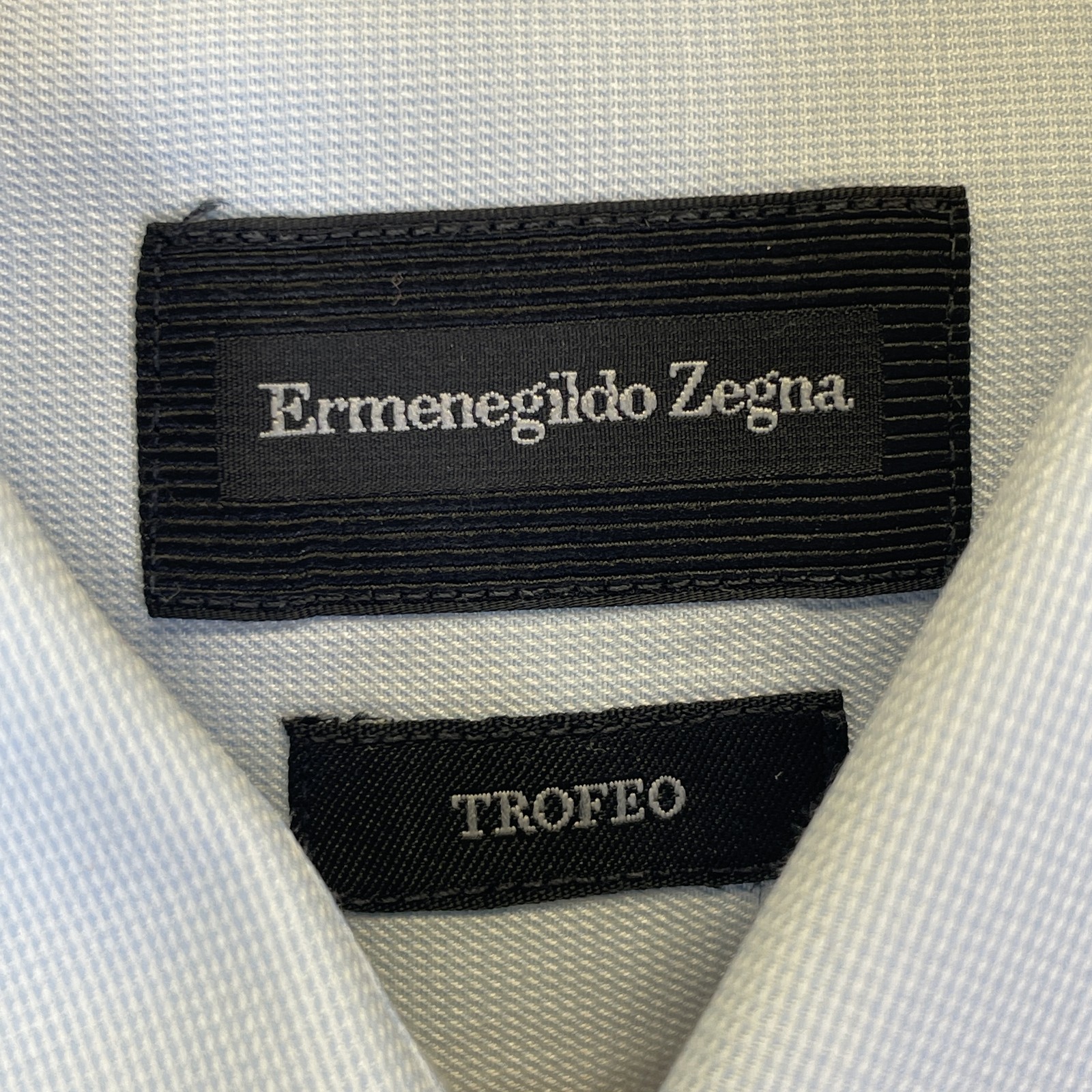 Zegna Men’s Trofeo Button-up Dress Shirt Size 41/16 Blue Long Sleeve Classic