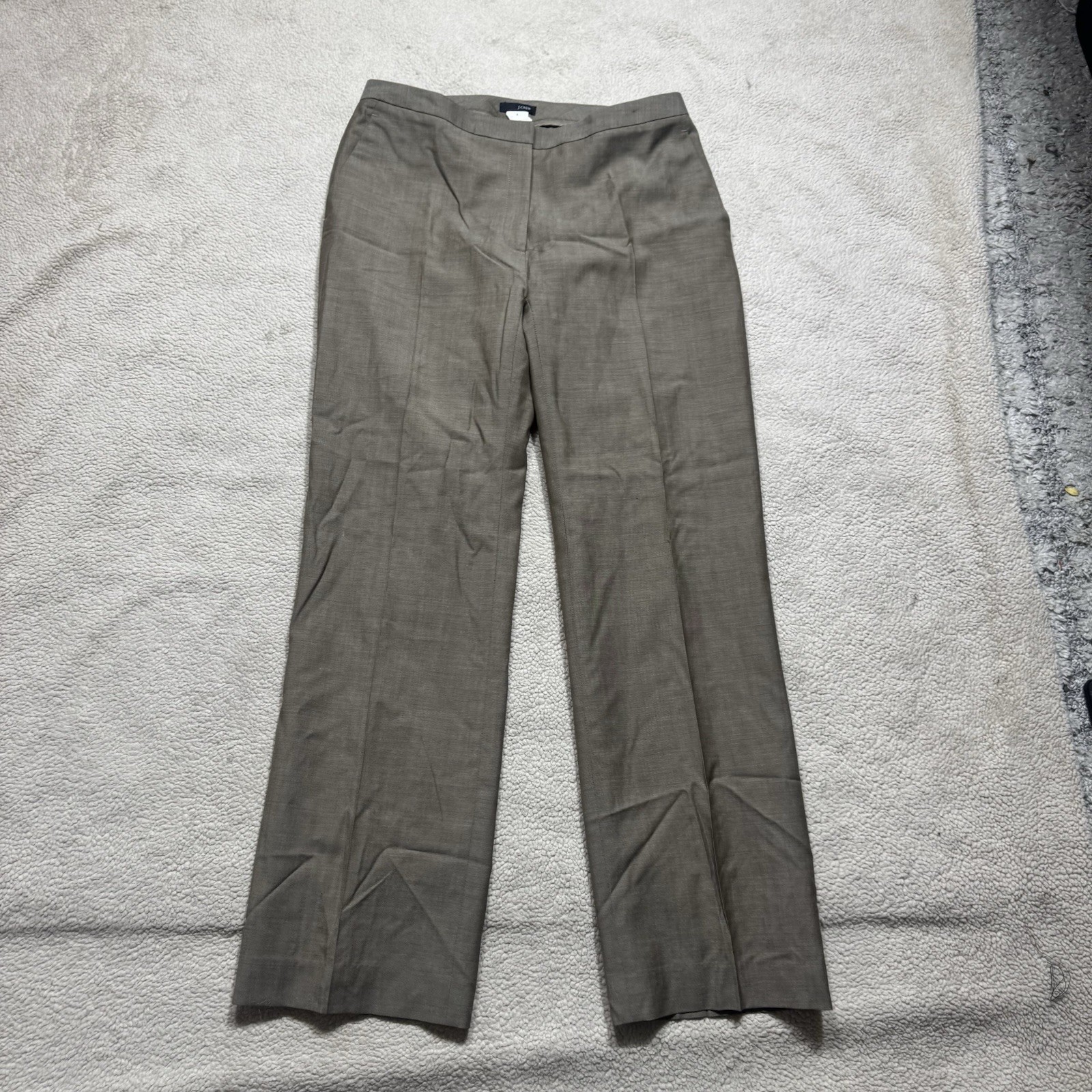 J Crew Pants Womens 6 Brown Dress Slacks Side Zip 100% Wool Mid Rise Lined 28×28