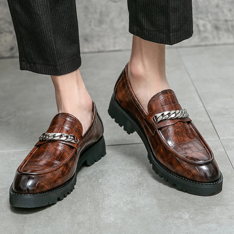 Comfortable Chain Wholesale Casual Formal Slip on Men Dress Leather Shoes
