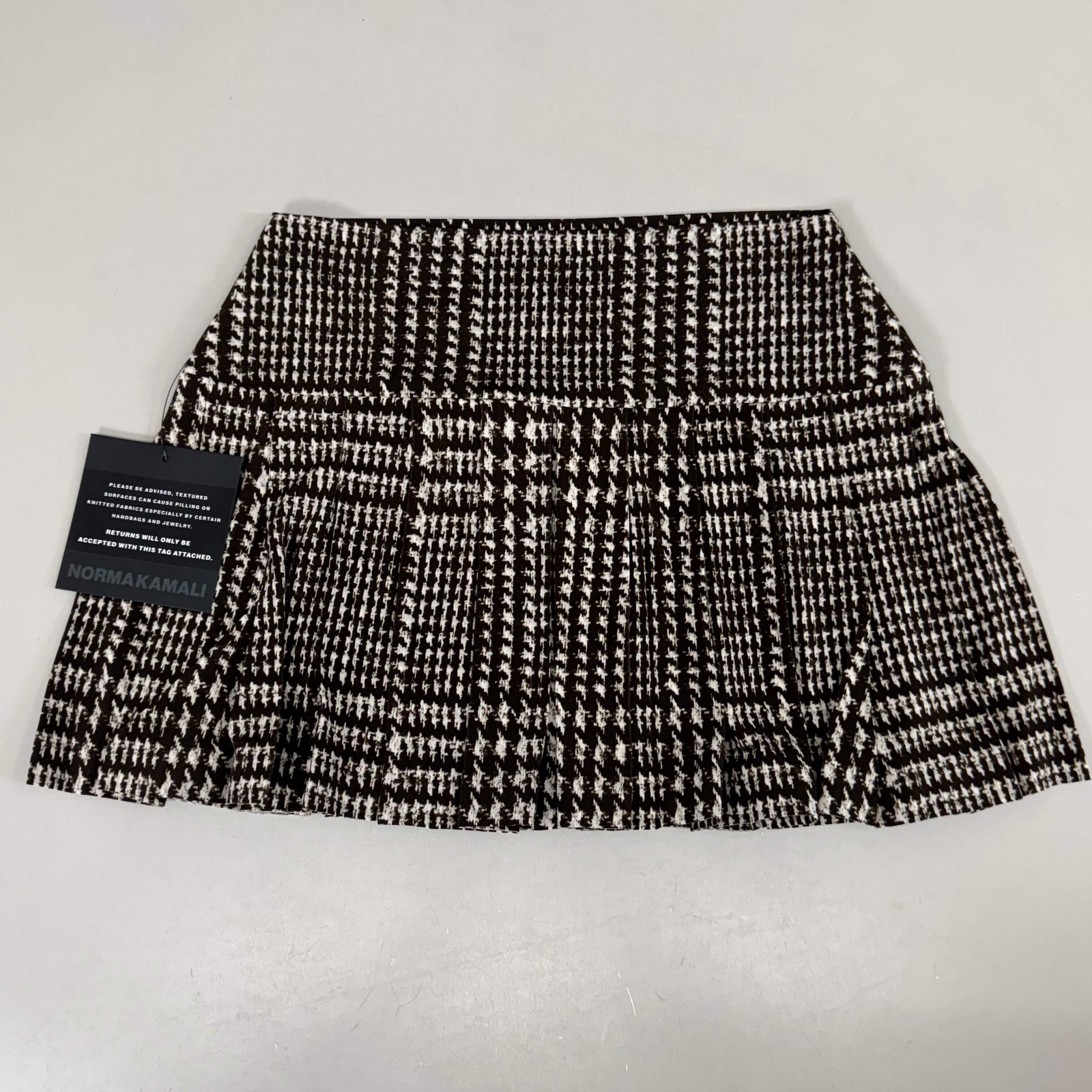 NORMA KAMALI Silky Jersey Pleated Micro Skirt Unlined Womens Sz XS/29 Chocolate