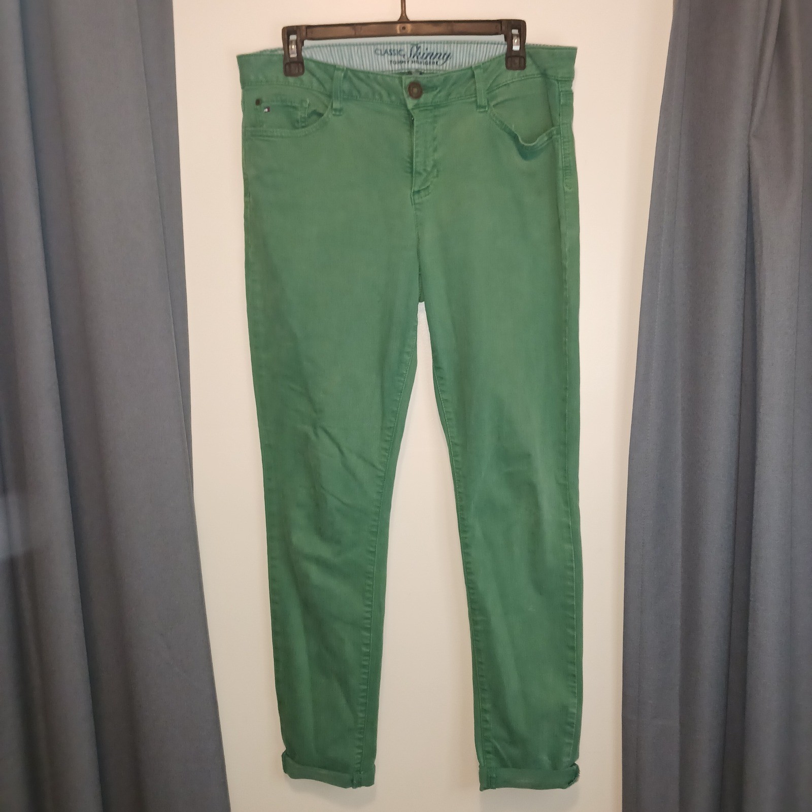 Tommy Hilfiger Classic Skinny Jeans Women Size 10 Green Cotton Blend