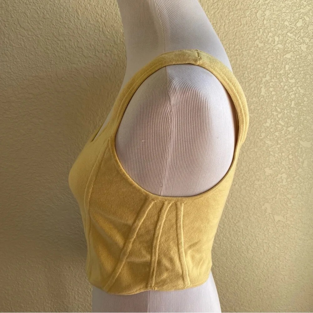Aritzia Wilfred Natalie Knit Bustier Tank Top Crop Wheat Yellow: XL