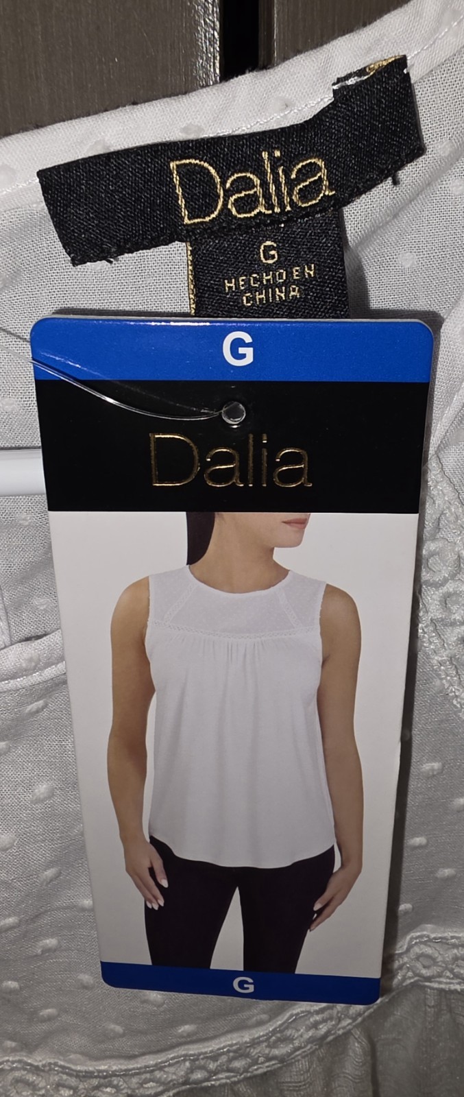 Dalia White Solid Sleeveless Tank Top Lace Yoke Round Neck Pullover Women Size L