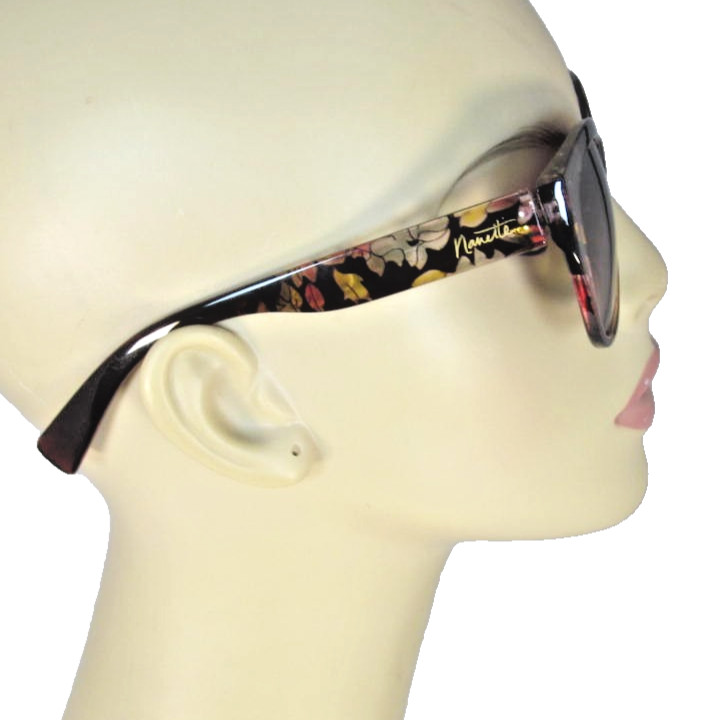 Nanette Lepore Brown Cat Eye Sunglasses Vibrant Translucent Floral NN262-BRNF