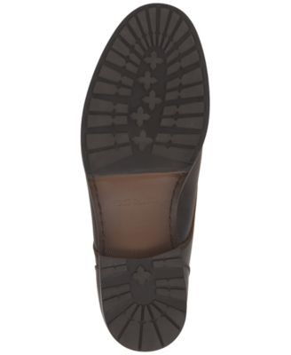 VINCE CAMUTO Mens Brown Pull Tab Lannie Toe Block Heel Leather Boots Shoes 9.5 M