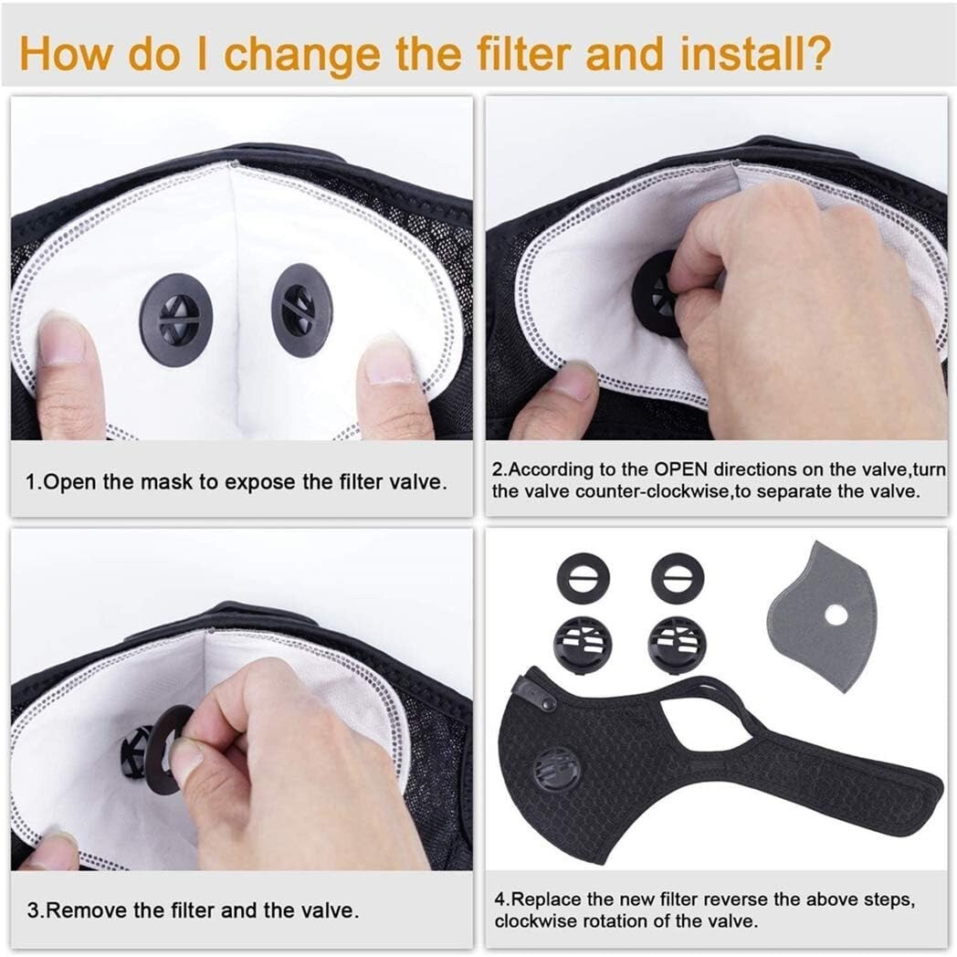 Reusable Respirator Face Mask with Active Carbon Filters for Woodworking Moving
