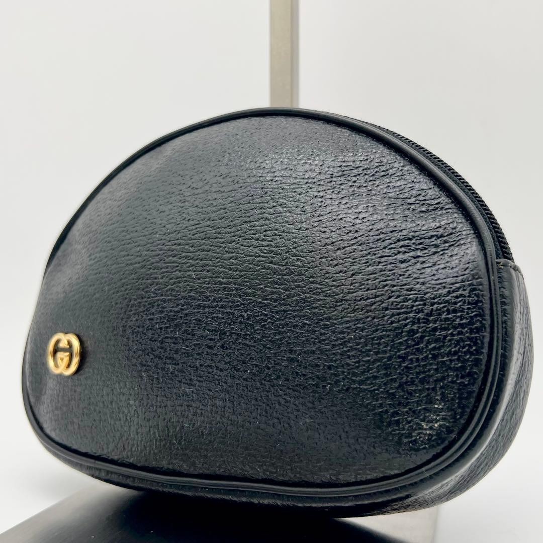 GUCCI Vintage Interlocking G Pouch Clutch Bag Black Leather Italy