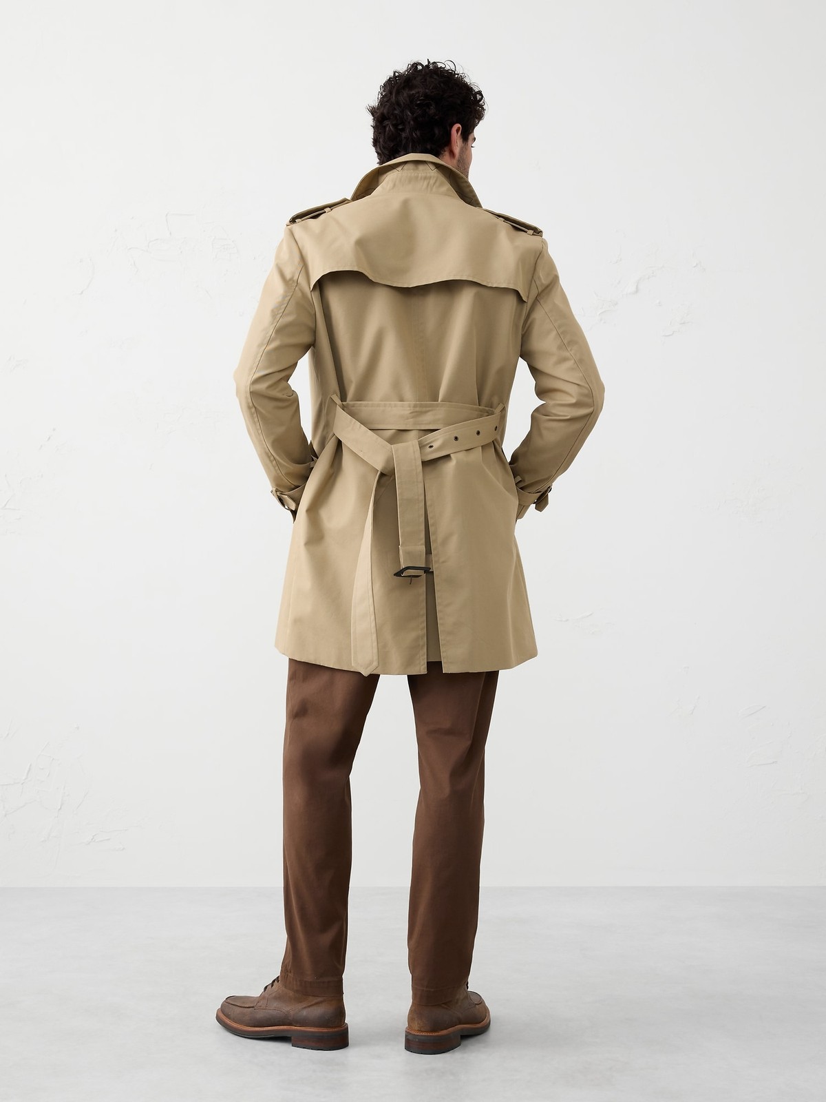 Banana Republic Double Breasted Trench Coat Size S Tan Khaki Beige Classic