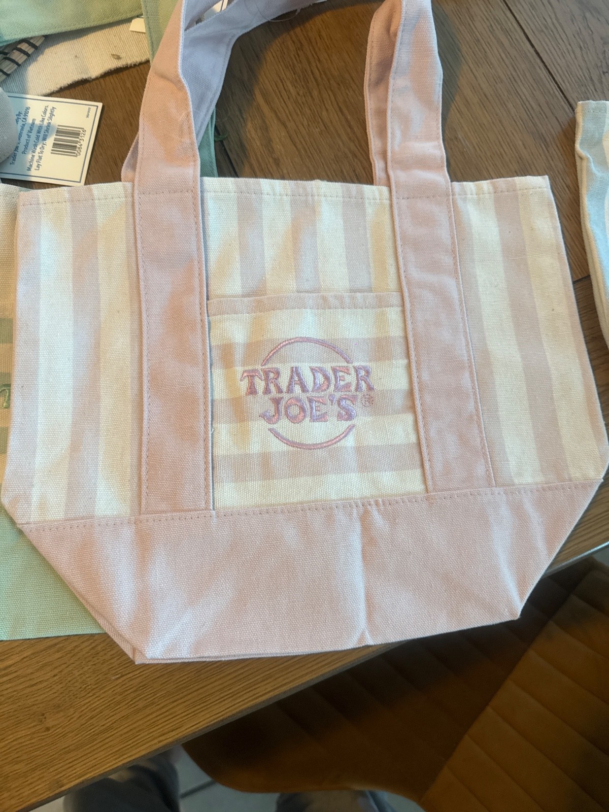 Trader Joe’s Striped Pastel Mini Canvas Tote Bags 2026 Limited Edition Set Of 4