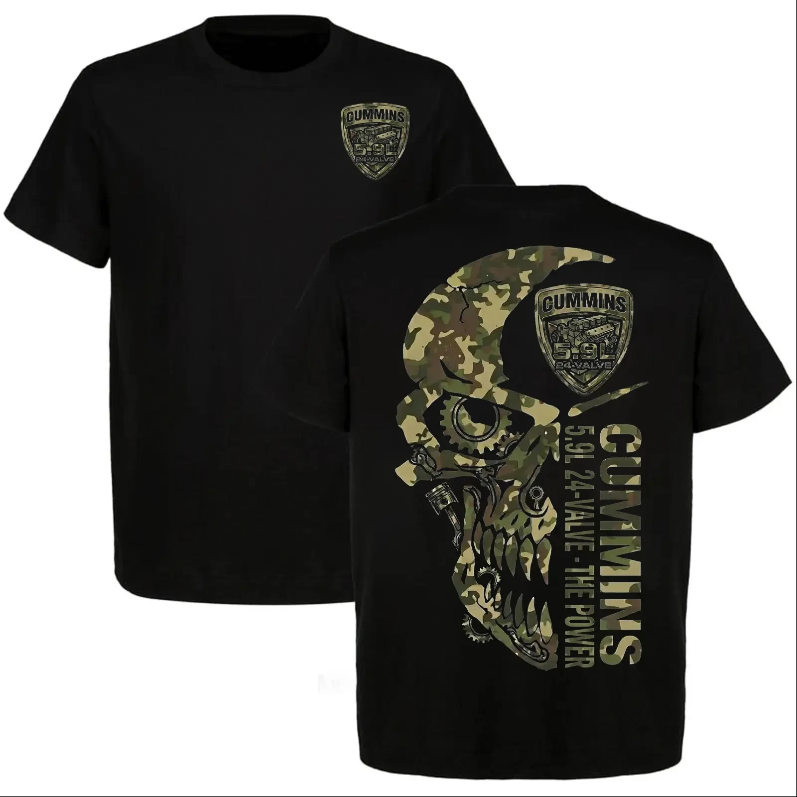 Cummins 5.9L 24-Valve “The Power” Skull Camo T-shirt, Cummins Diesel Shirt