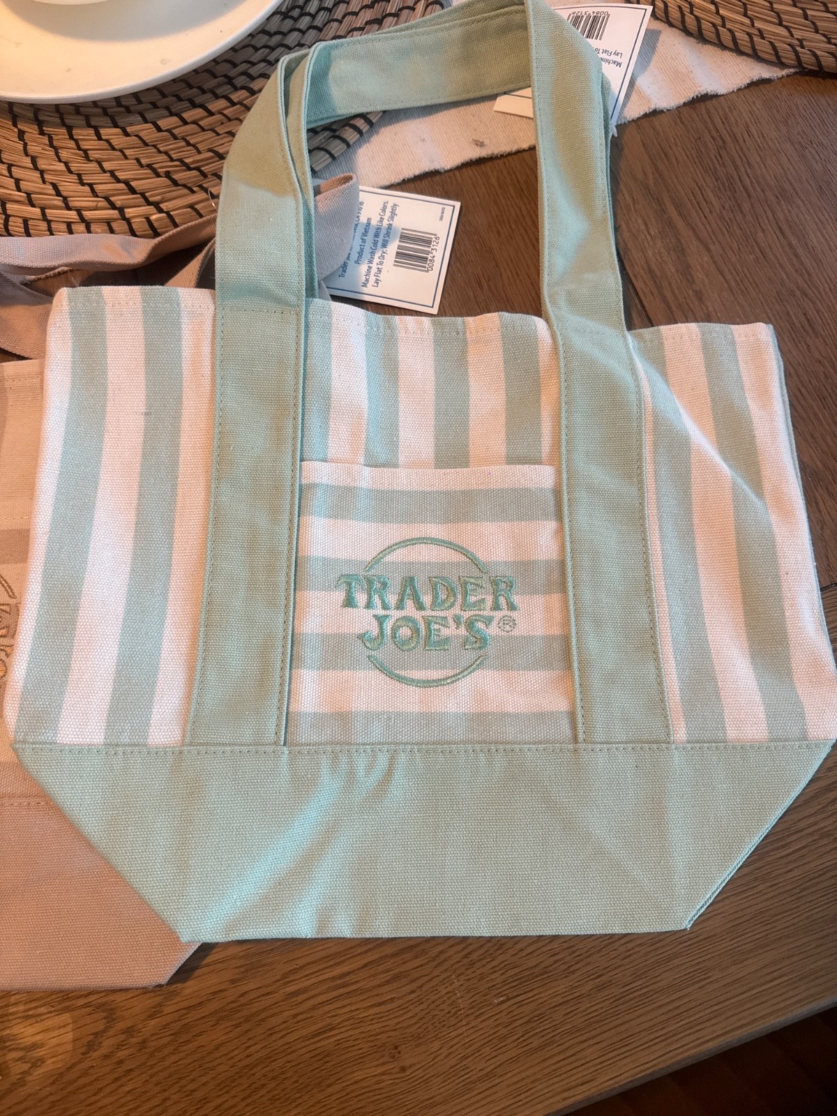 Trader Joe’s Striped Pastel Mini Canvas Tote Bags 2026 Limited Edition Set Of 4