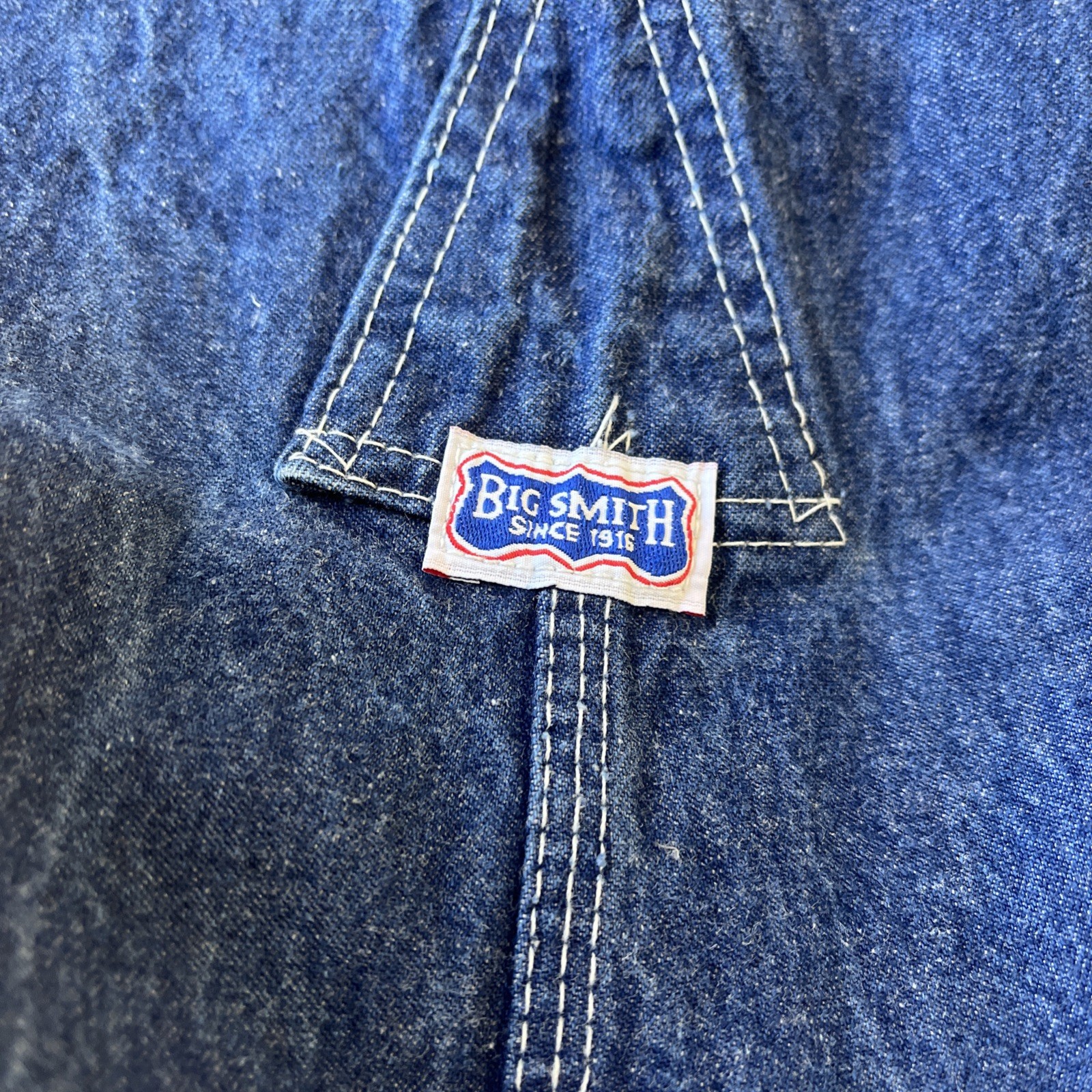 Big Smith Carpenter Bib Overalls 38×32 Made USA Workwear Button Fly Blue Nice!!