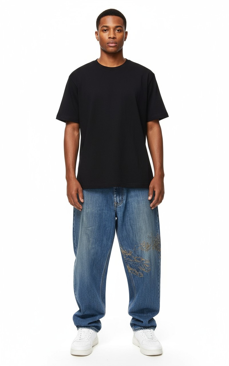 VTG 90s Baggie Jeans Men’s 40 – Distressed Hip Hop Grunge Streetwear Denim Y2K