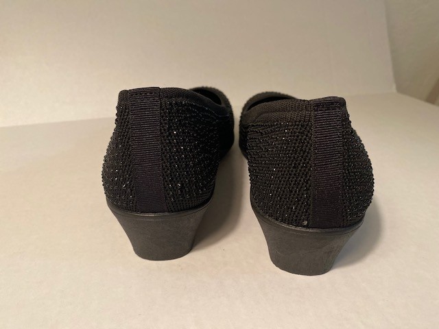 CL by Laundry Black Dress Sparkle Comfort Wedge Shoes Ladies Size 9W